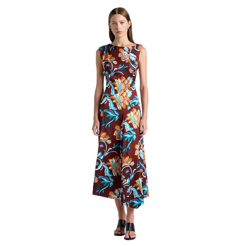 Cue Maroon Wildflower Melody Draped Midi Dress image number 0